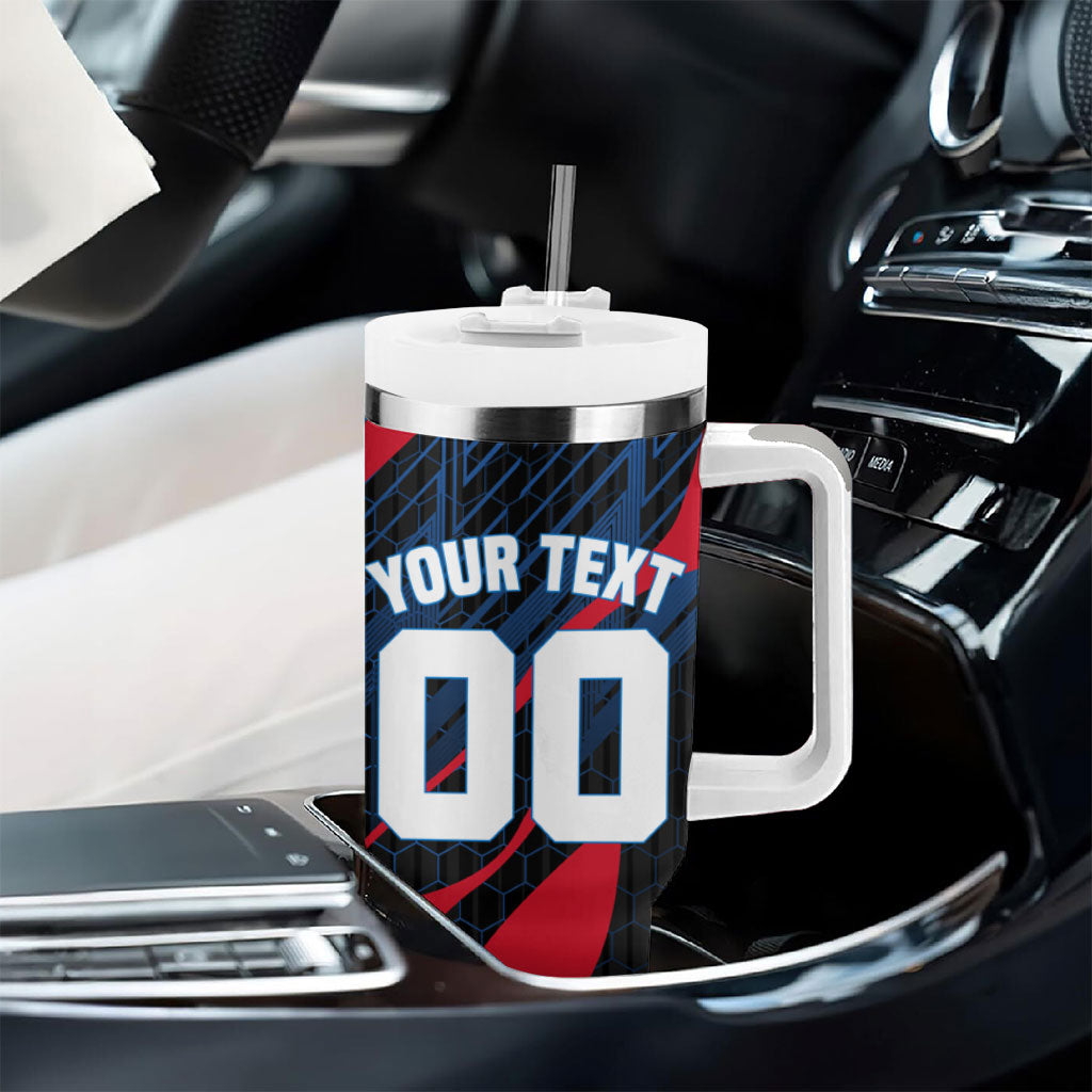 Personalized Antigua And Barbuda Cricket Falcons Tumbler With Handle Abstract Hexagon Pattern Sport