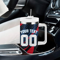 Personalized Antigua And Barbuda Cricket Falcons Tumbler With Handle Abstract Hexagon Pattern Sport