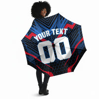 Personalized Antigua And Barbuda Cricket Falcons Umbrella Abstract Hexagon Pattern Sport