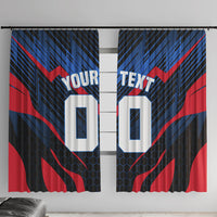 Personalized Antigua And Barbuda Cricket Falcons Window Curtain Abstract Hexagon Pattern Sport