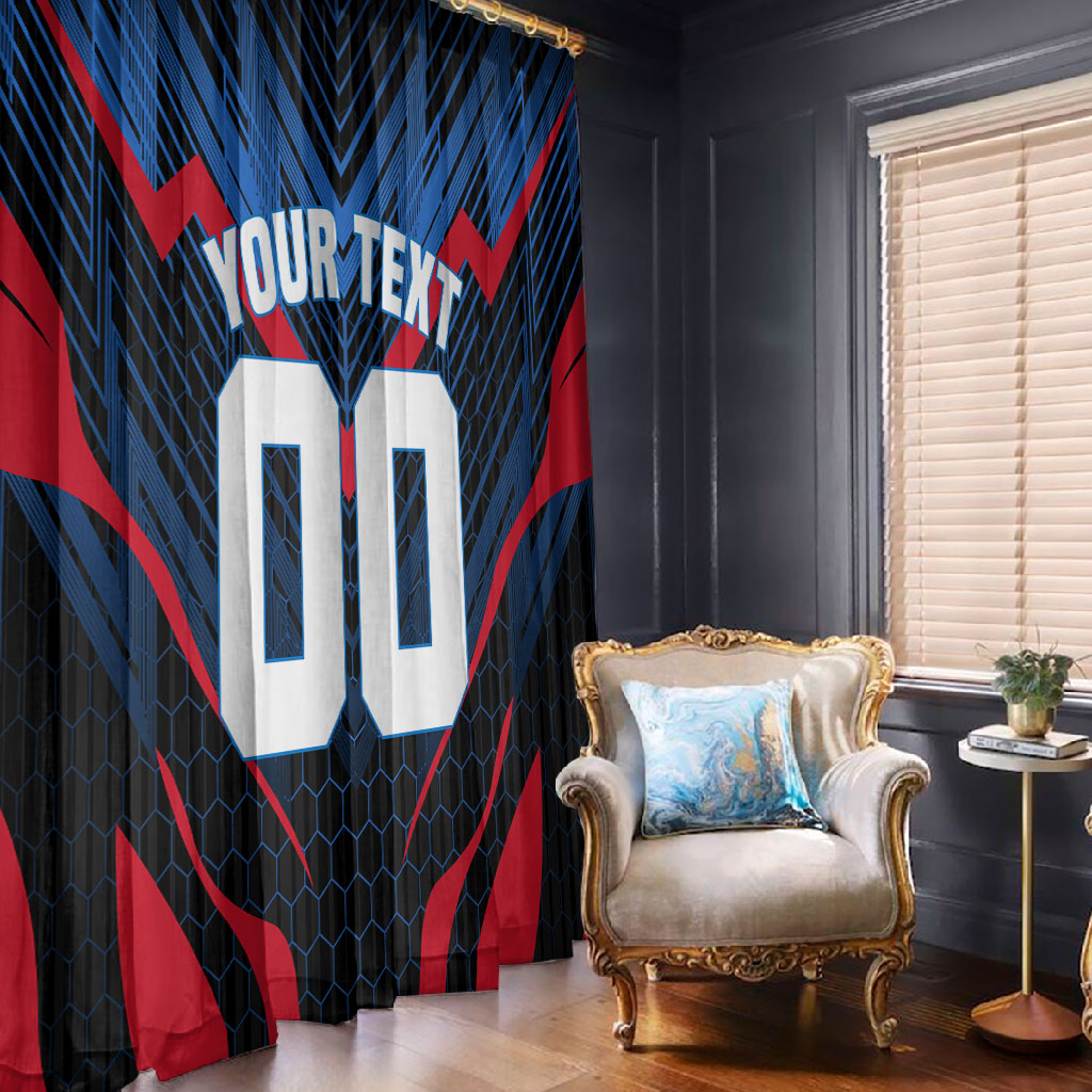Personalized Antigua And Barbuda Cricket Falcons Window Curtain Abstract Hexagon Pattern Sport