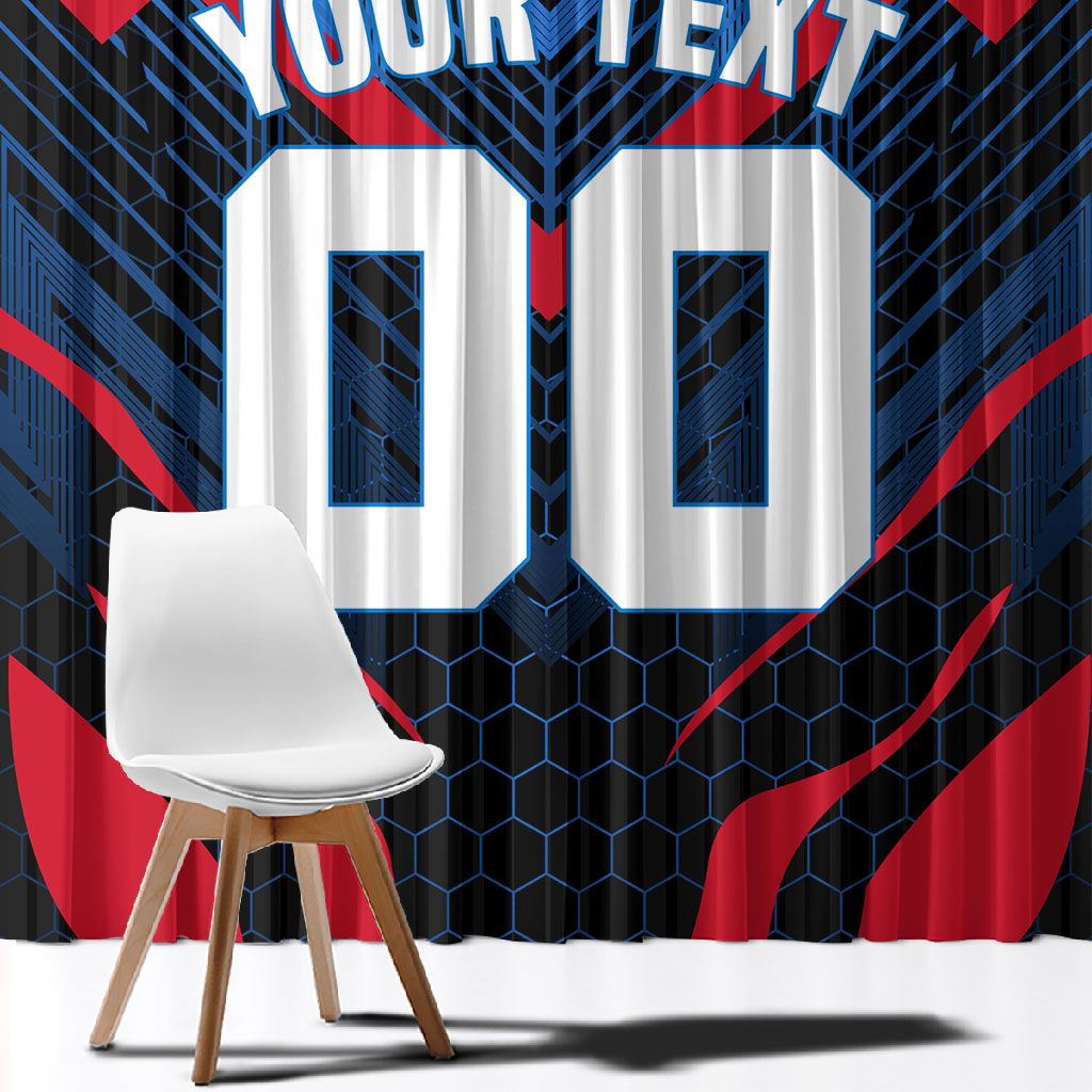 Personalized Antigua And Barbuda Cricket Falcons Window Curtain Abstract Hexagon Pattern Sport