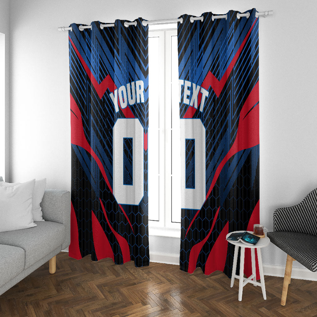 Personalized Antigua And Barbuda Cricket Falcons Window Curtain Abstract Hexagon Pattern Sport