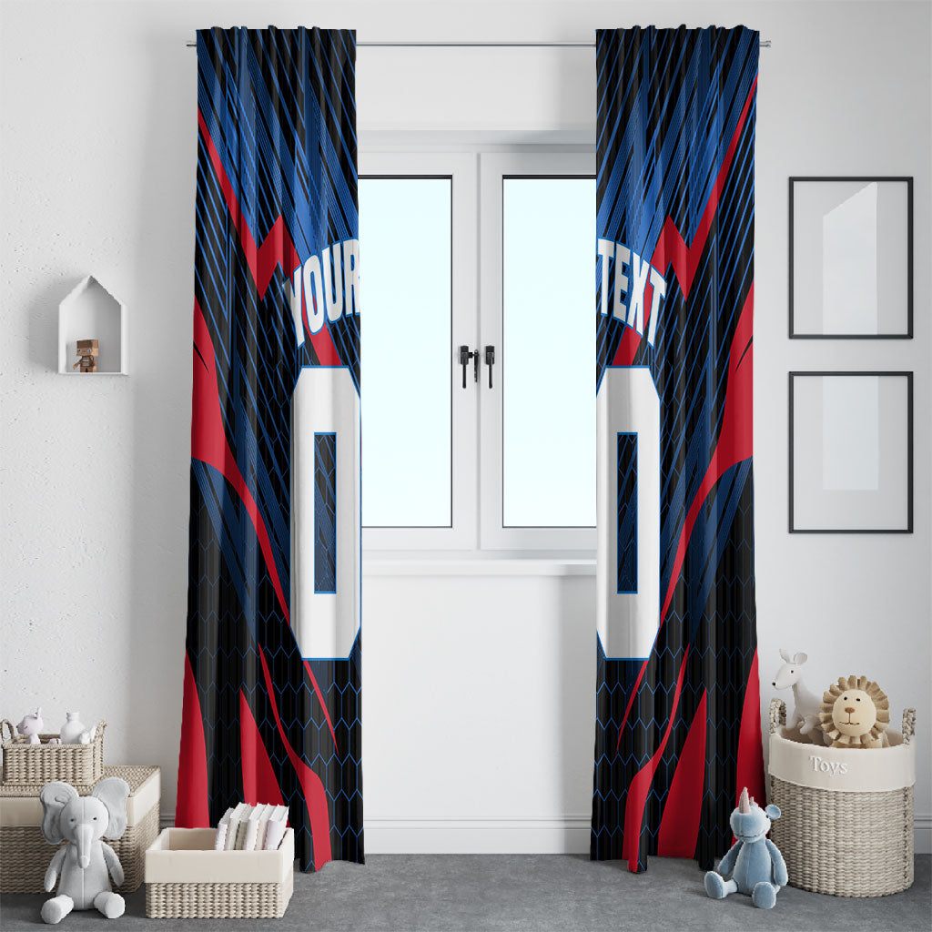 Personalized Antigua And Barbuda Cricket Falcons Window Curtain Abstract Hexagon Pattern Sport