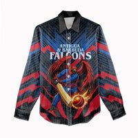 Personalized Antigua And Barbuda Cricket Falcons Women Casual Shirt Abstract Hexagon Pattern Sport