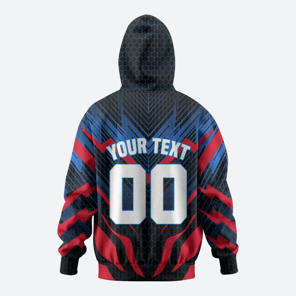 Personalized Antigua And Barbuda Cricket Falcons Zip Hoodie Abstract Hexagon Pattern Sport