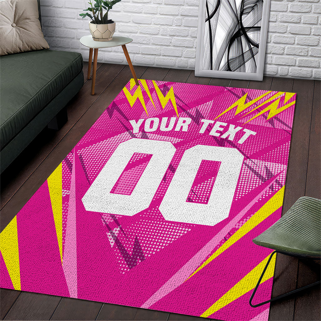 Personalized Barbados Tridents Area Rug Cricket Mascot Dynamic Anime Art