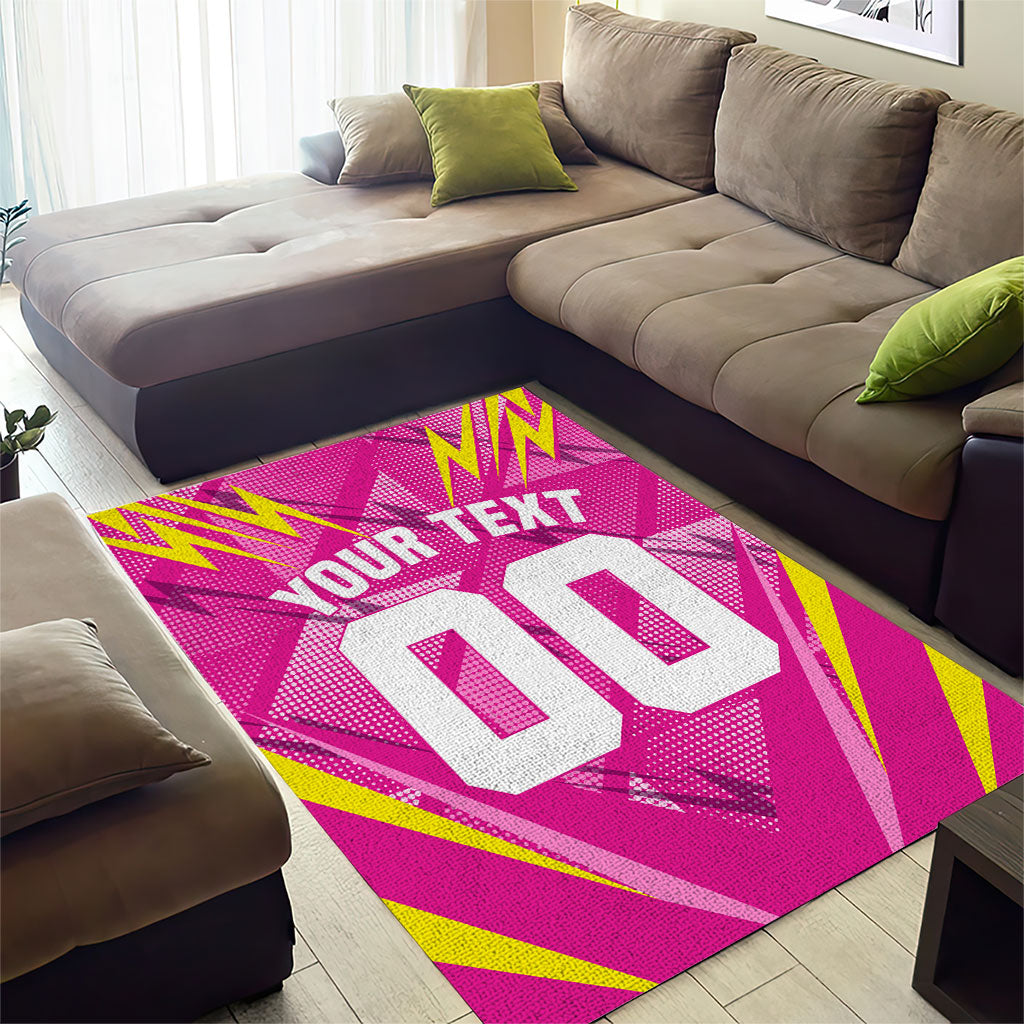 Personalized Barbados Tridents Area Rug Cricket Mascot Dynamic Anime Art