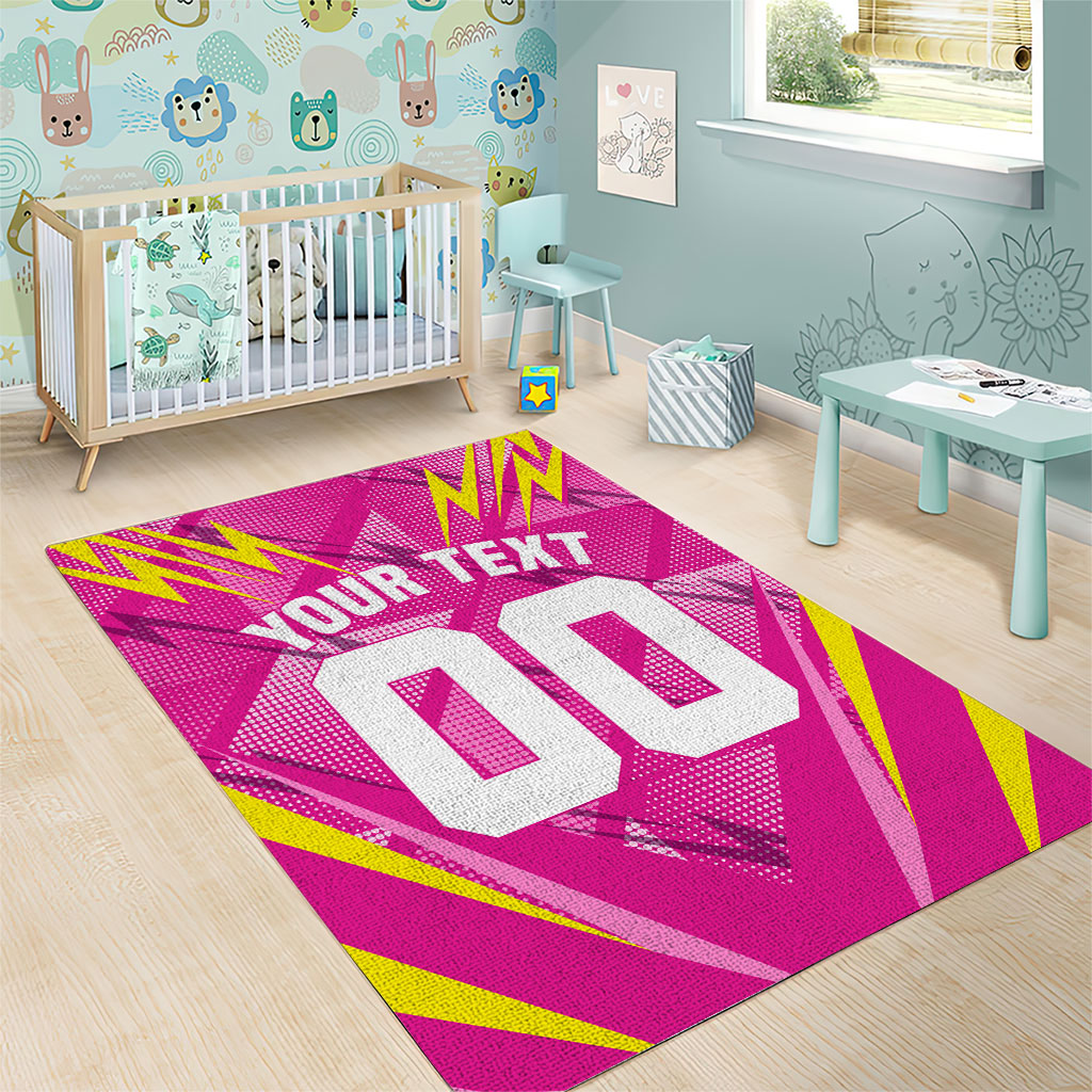 Personalized Barbados Tridents Area Rug Cricket Mascot Dynamic Anime Art