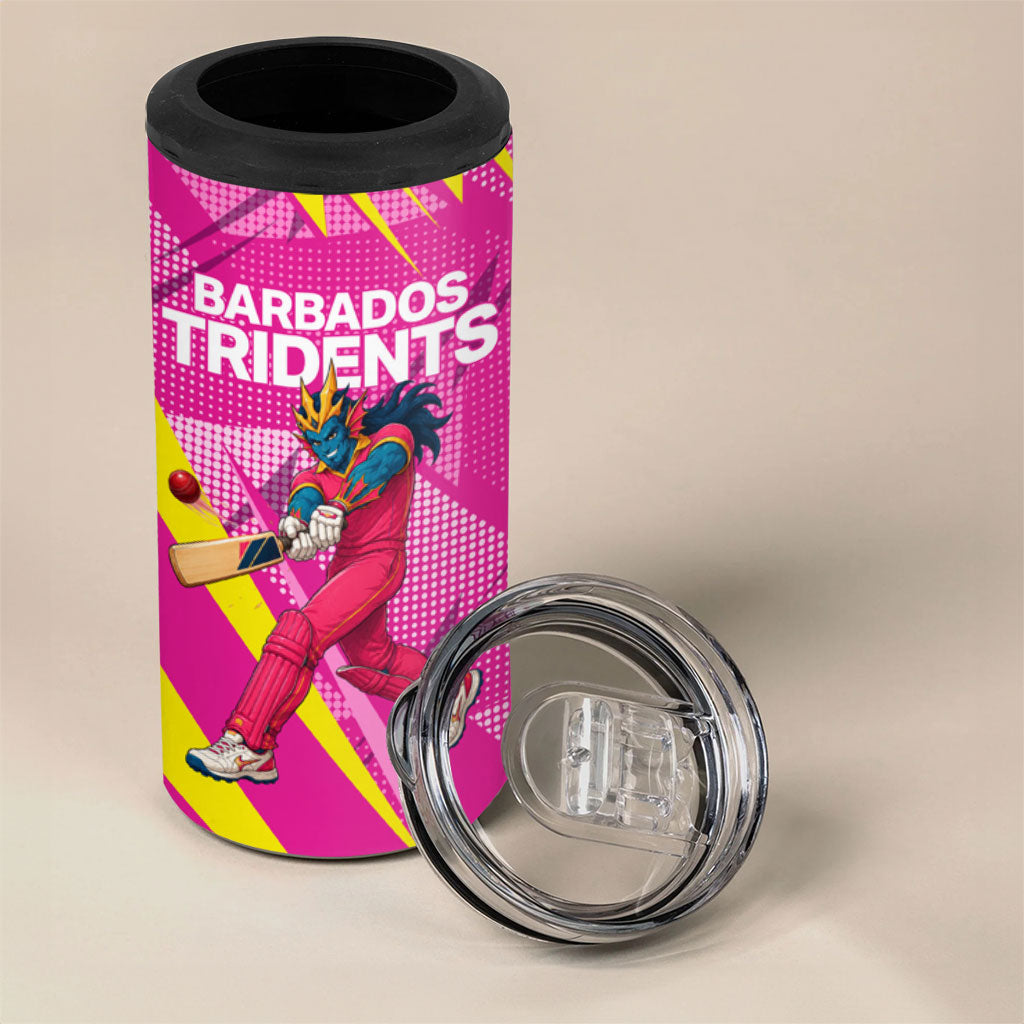 Personalized Barbados Tridents 4 in 1 Can Cooler Tumbler Cricket Mascot Dynamic Anime Art
