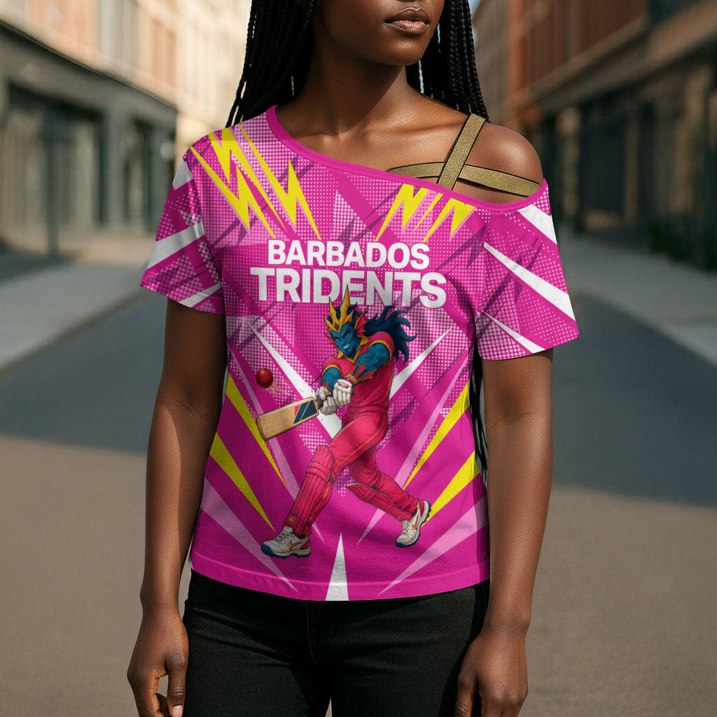 Personalized Barbados Tridents Cross Shoulder Shirt Cricket Mascot Dynamic Anime Art