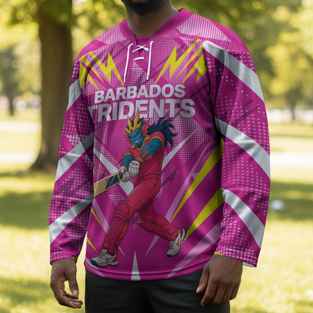 Personalized Barbados Tridents Hockey Jersey Cricket Mascot Dynamic Anime Art