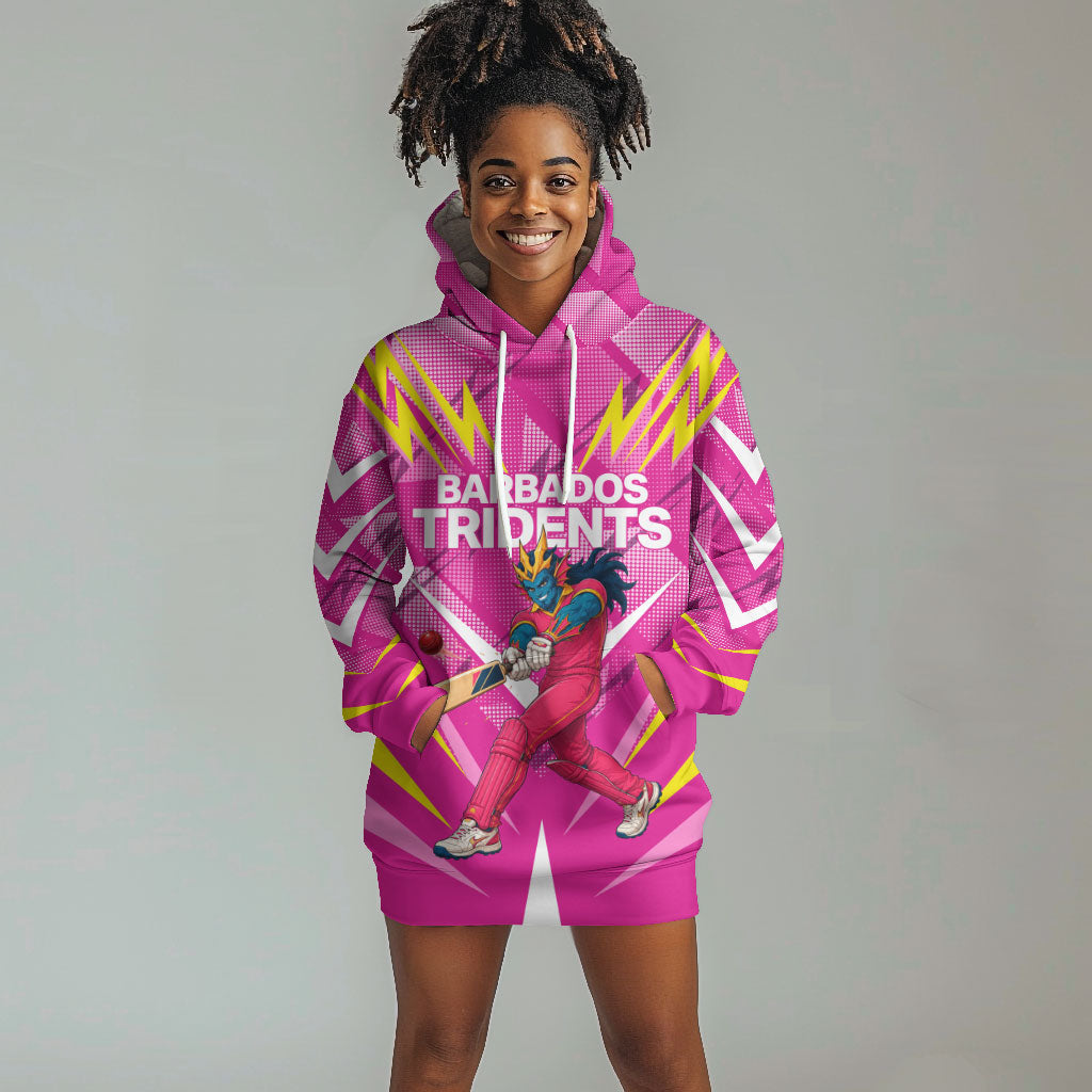 Personalized Barbados Tridents Hoodie Dress Cricket Mascot Dynamic Anime Art