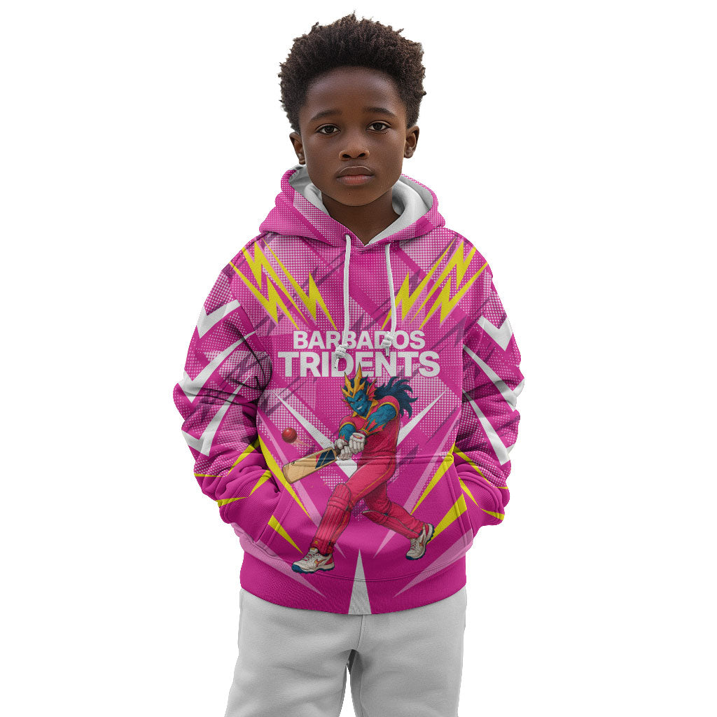 Personalized Barbados Tridents Kid Hoodie Cricket Mascot Dynamic Anime Art