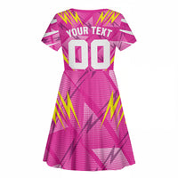 Personalized Barbados Tridents Kid Short Sleeve Dress Cricket Mascot Dynamic Anime Art