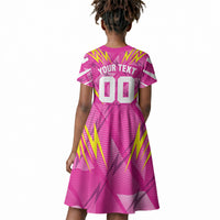 Personalized Barbados Tridents Kid Short Sleeve Dress Cricket Mascot Dynamic Anime Art