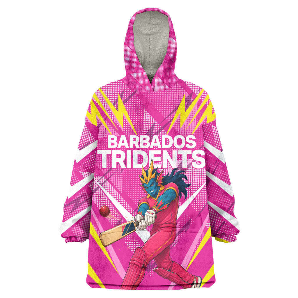 Personalized Barbados Tridents Kid Wearable Blanket Hoodie Cricket Mascot Dynamic Anime Art