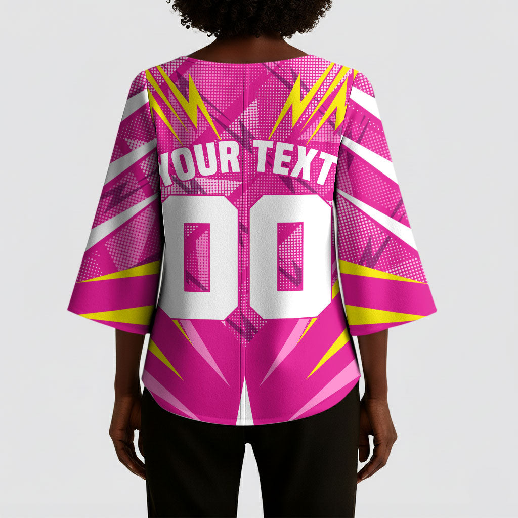 Personalized Barbados Tridents Kimono Sleeve Blouse Cricket Mascot Dynamic Anime Art