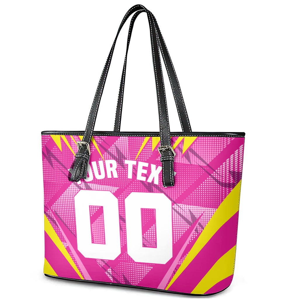 Personalized Barbados Tridents Leather Tote Bag Cricket Mascot Dynamic Anime Art
