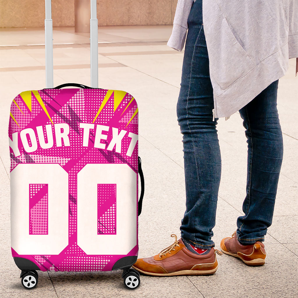 Personalized Barbados Tridents Luggage Cover Cricket Mascot Dynamic Anime Art