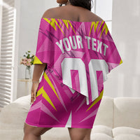 Personalized Barbados Tridents Off Shoulder Short Dress Cricket Mascot Dynamic Anime Art