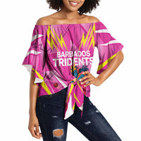 Personalized Barbados Tridents Off Shoulder Wrap Waist Top Cricket Mascot Dynamic Anime Art
