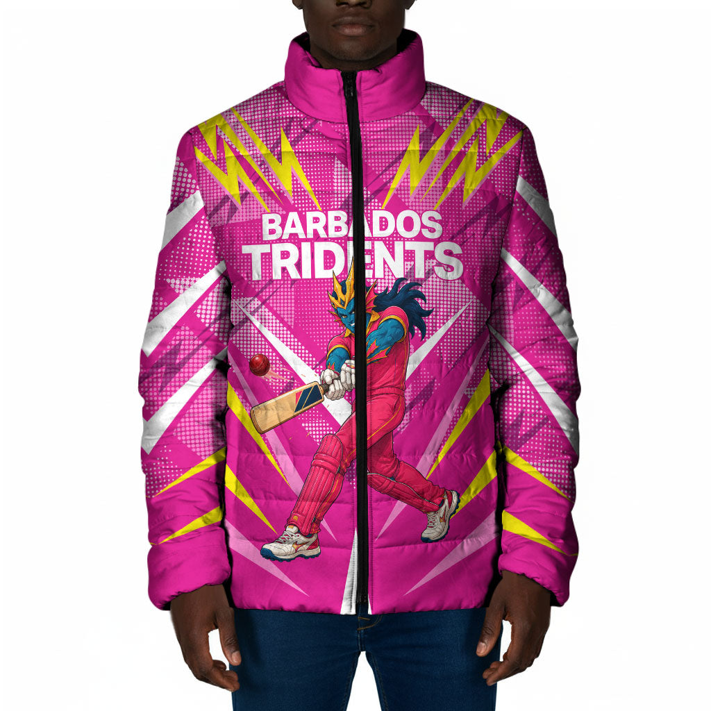 Personalized Barbados Tridents Padded Jacket Cricket Mascot Dynamic Anime Art