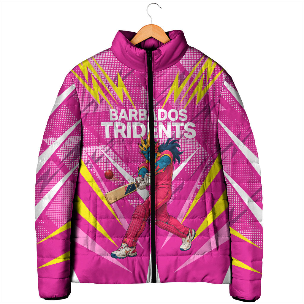 Personalized Barbados Tridents Padded Jacket Cricket Mascot Dynamic Anime Art