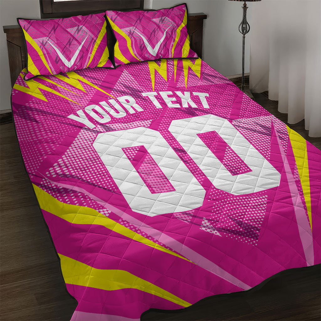 Personalized Barbados Tridents Quilt Bed Set Cricket Mascot Dynamic Anime Art