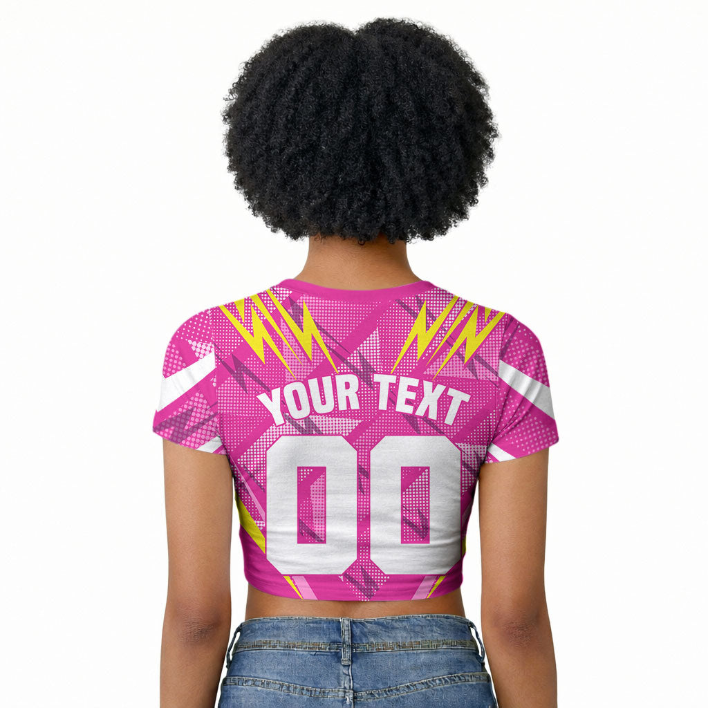 Personalized Barbados Tridents Raglan Cropped T shirt Cricket Mascot Dynamic Anime Art