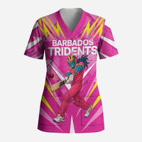 Personalized Barbados Tridents Scrub Top Cricket Mascot Dynamic Anime Art