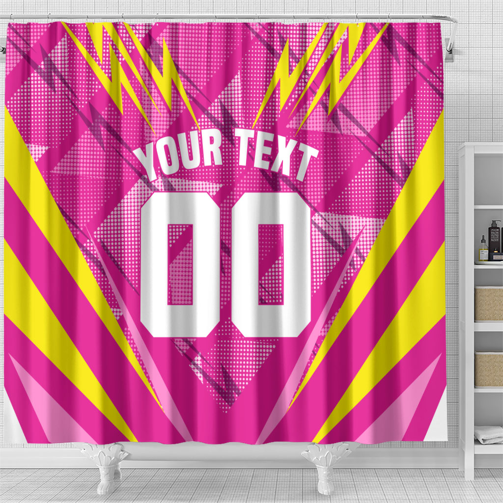 Personalized Barbados Tridents Shower Curtain Cricket Mascot Dynamic Anime Art