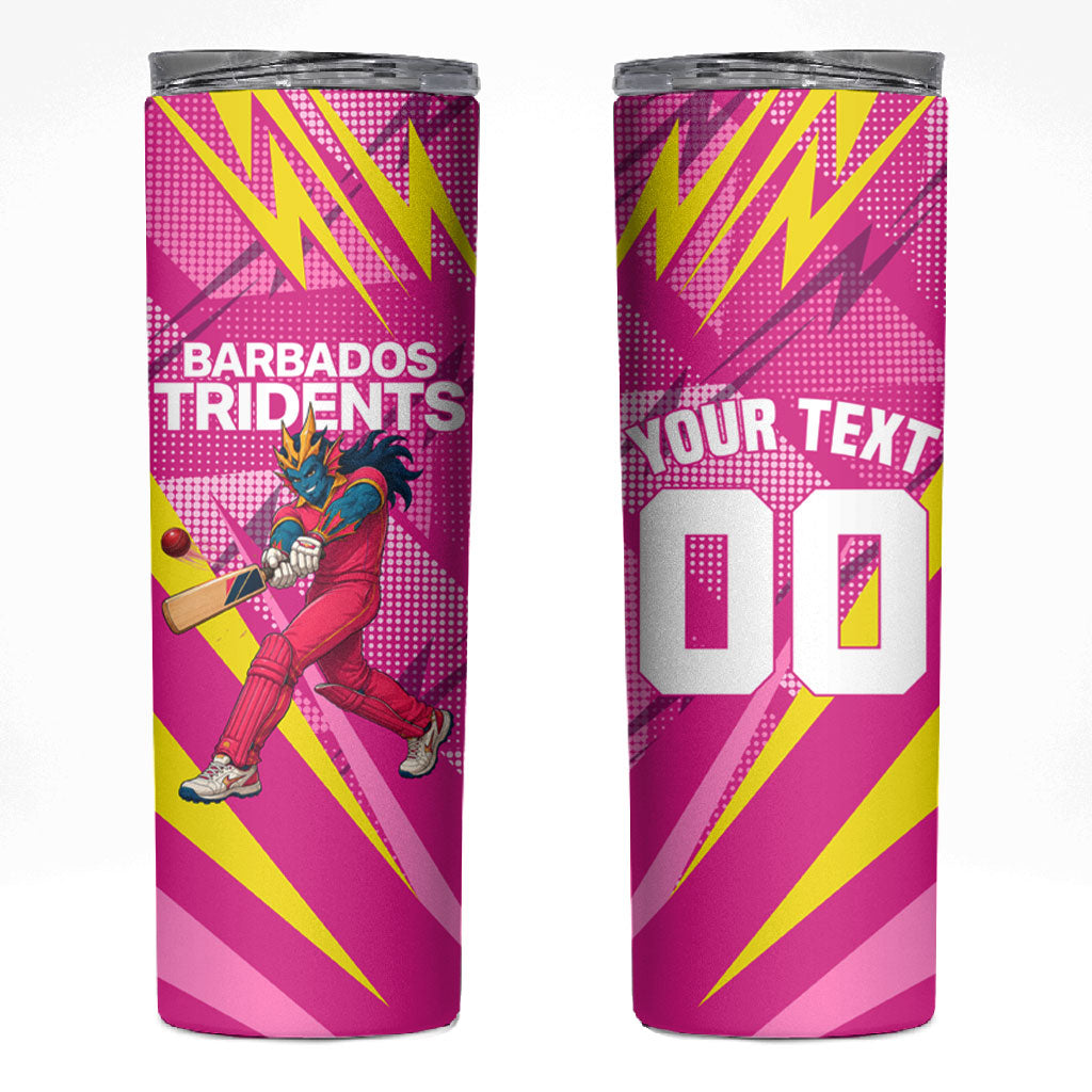 Personalized Barbados Tridents Skinny Tumbler Cricket Mascot Dynamic Anime Art