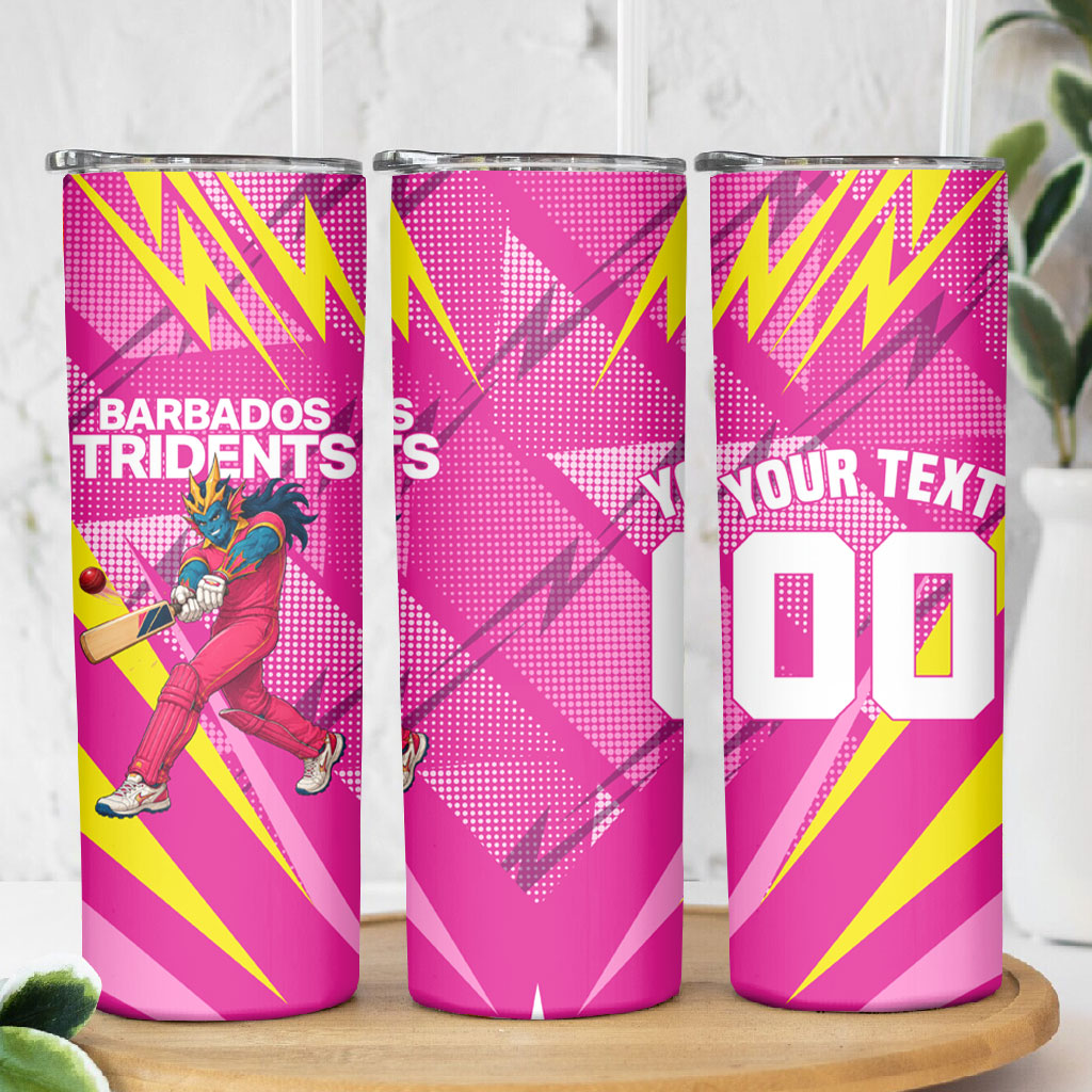 Personalized Barbados Tridents Skinny Tumbler Cricket Mascot Dynamic Anime Art
