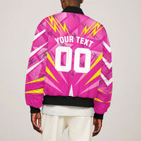 Personalized Barbados Tridents Sleeve Zip Bomber Jacket Cricket Mascot Dynamic Anime Art