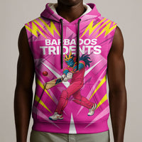 Personalized Barbados Tridents Sleeveless Hoodie Cricket Mascot Dynamic Anime Art