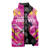 Personalized Barbados Tridents Sleeveless Puffer Jacket Cricket Mascot Dynamic Anime Art