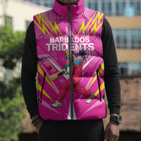 Personalized Barbados Tridents Sleeveless Puffer Jacket Cricket Mascot Dynamic Anime Art