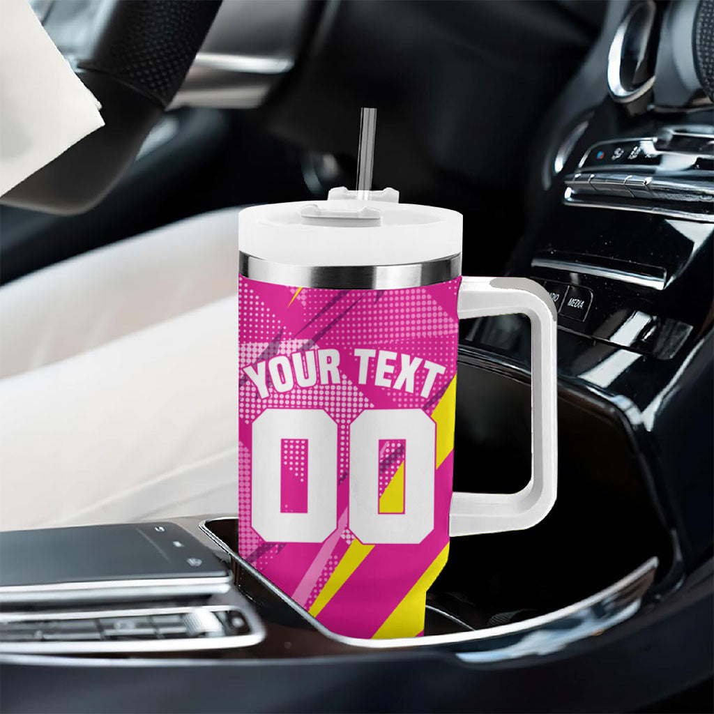 Personalized Barbados Tridents Tumbler With Handle Cricket Mascot Dynamic Anime Art