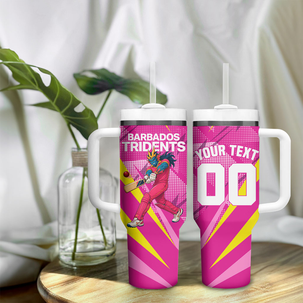 Personalized Barbados Tridents Tumbler With Handle Cricket Mascot Dynamic Anime Art