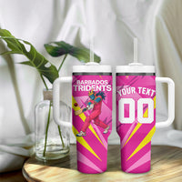 Personalized Barbados Tridents Tumbler With Handle Cricket Mascot Dynamic Anime Art