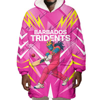 Personalized Barbados Tridents Wearable Blanket Hoodie Cricket Mascot Dynamic Anime Art