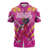 Personalized Barbados Tridents Zipper Polo Shirt Cricket Mascot Dynamic Anime Art