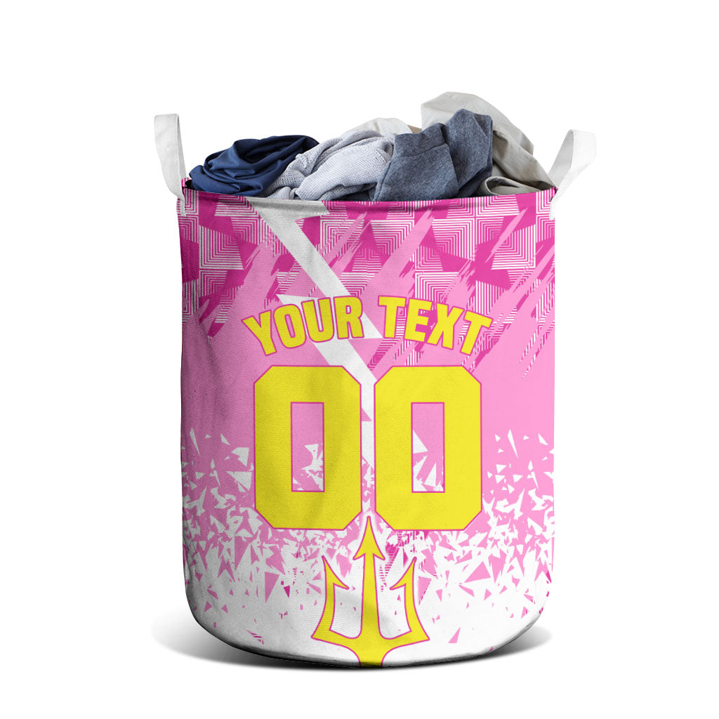 Personalized Barbados Tridents Cricket Laundry Basket Trident Graphic Splash Pattern Caribbean Sport