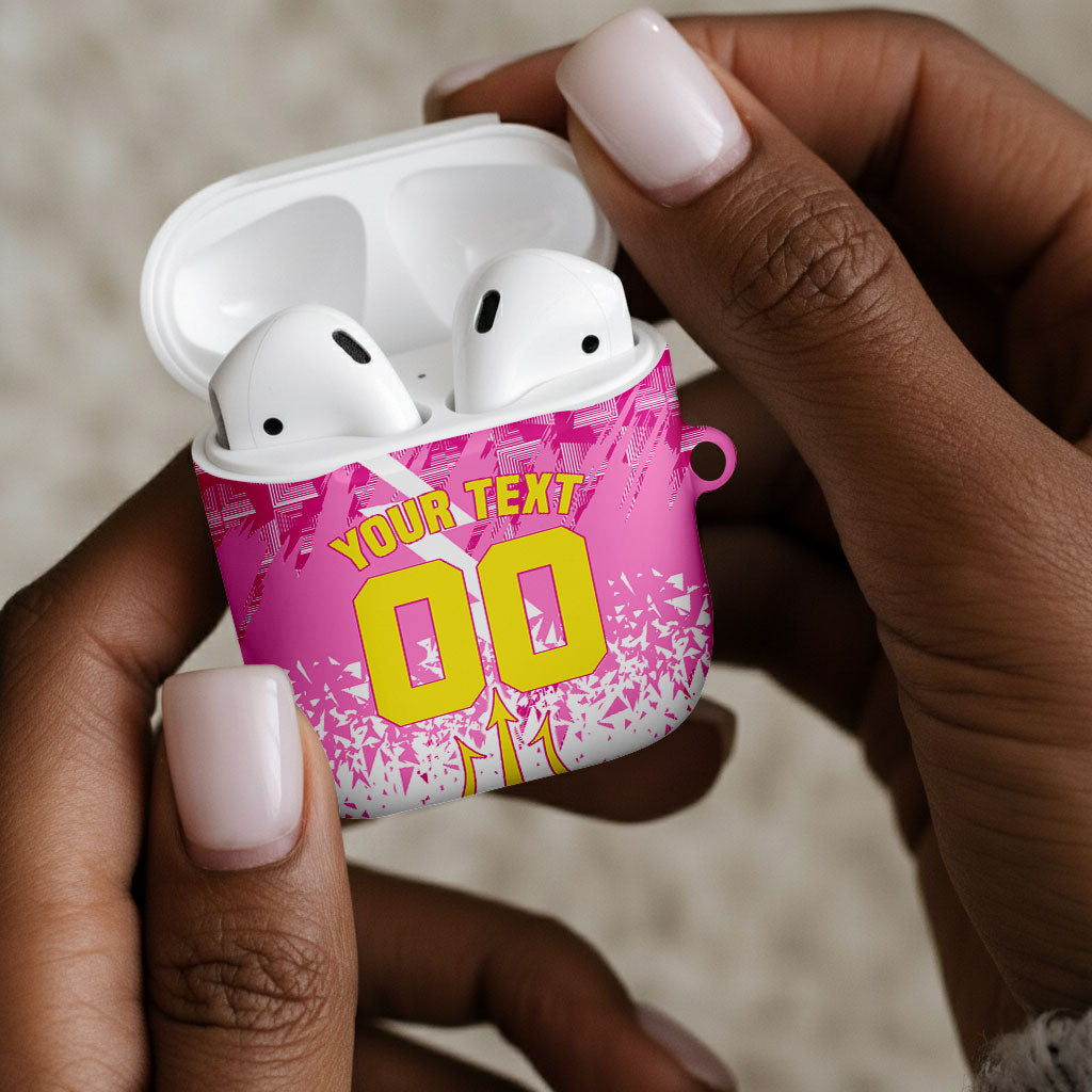 Personalized Barbados Tridents Cricket AirPods Case Trident Graphic Splash Pattern Caribbean Sport