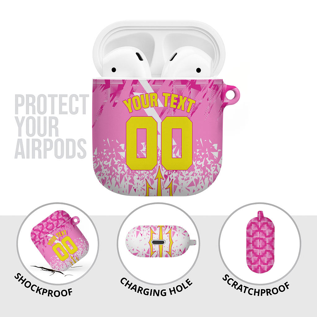 Personalized Barbados Tridents Cricket AirPods Case Trident Graphic Splash Pattern Caribbean Sport