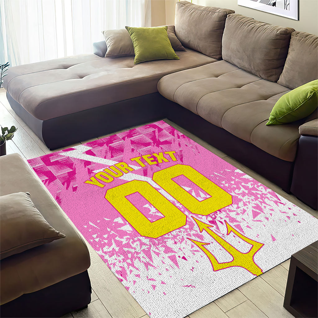 Personalized Barbados Tridents Cricket Area Rug Trident Graphic Splash Pattern Caribbean Sport