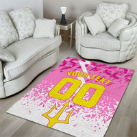Personalized Barbados Tridents Cricket Area Rug Trident Graphic Splash Pattern Caribbean Sport