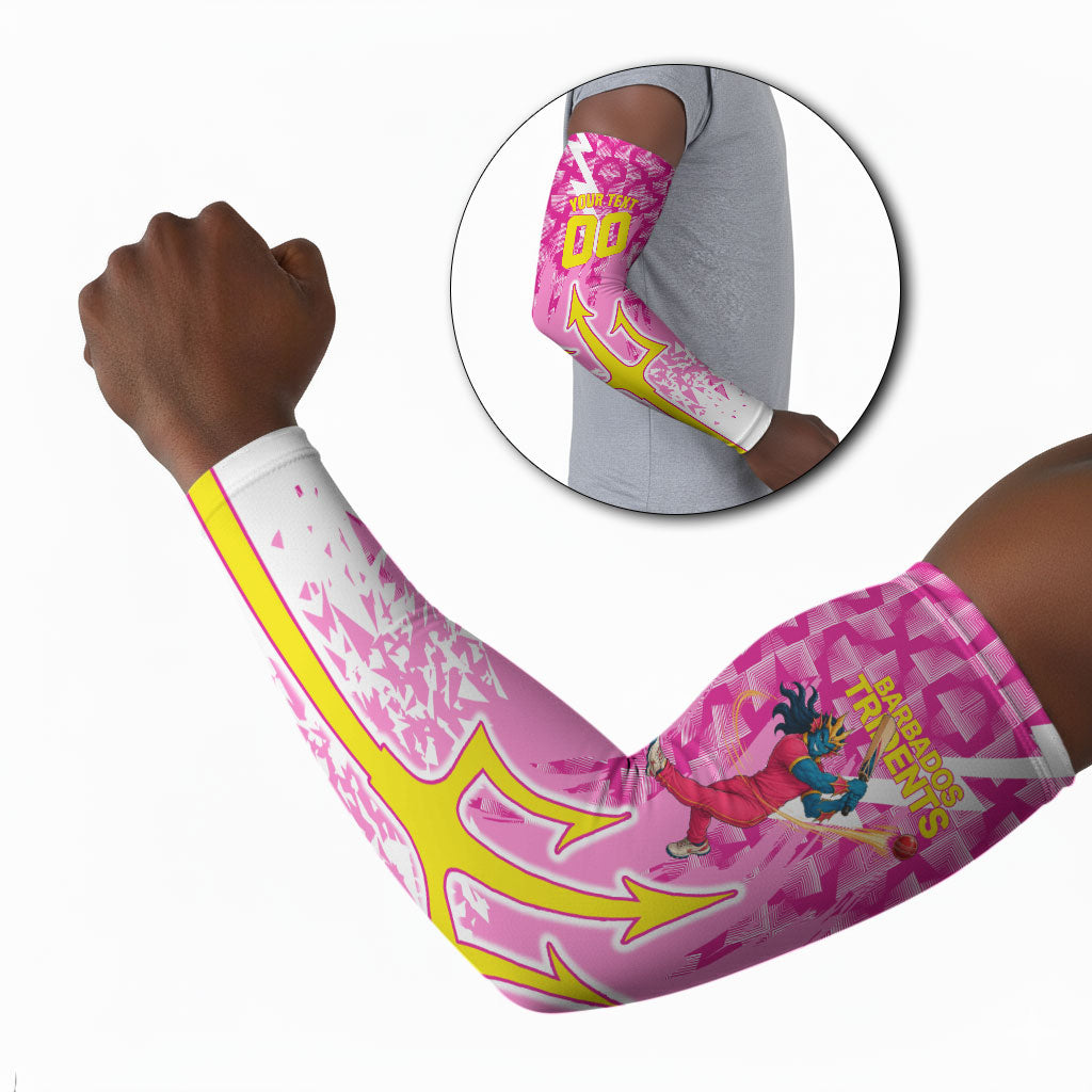 Personalized Barbados Tridents Cricket Arm Sleeves Trident Graphic Splash Pattern Caribbean Sport