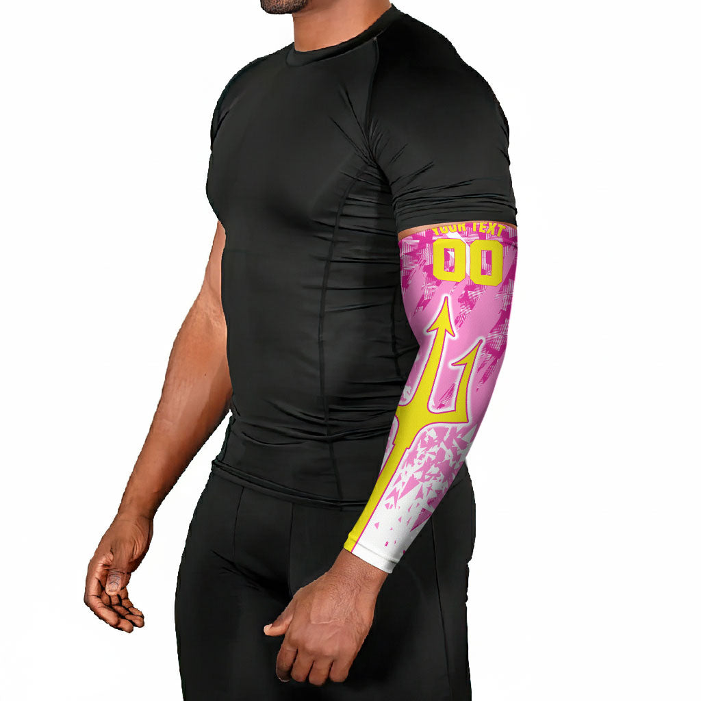 Personalized Barbados Tridents Cricket Arm Sleeves Trident Graphic Splash Pattern Caribbean Sport